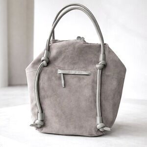 Free People Ingrid Taupe Suede Leather Tote